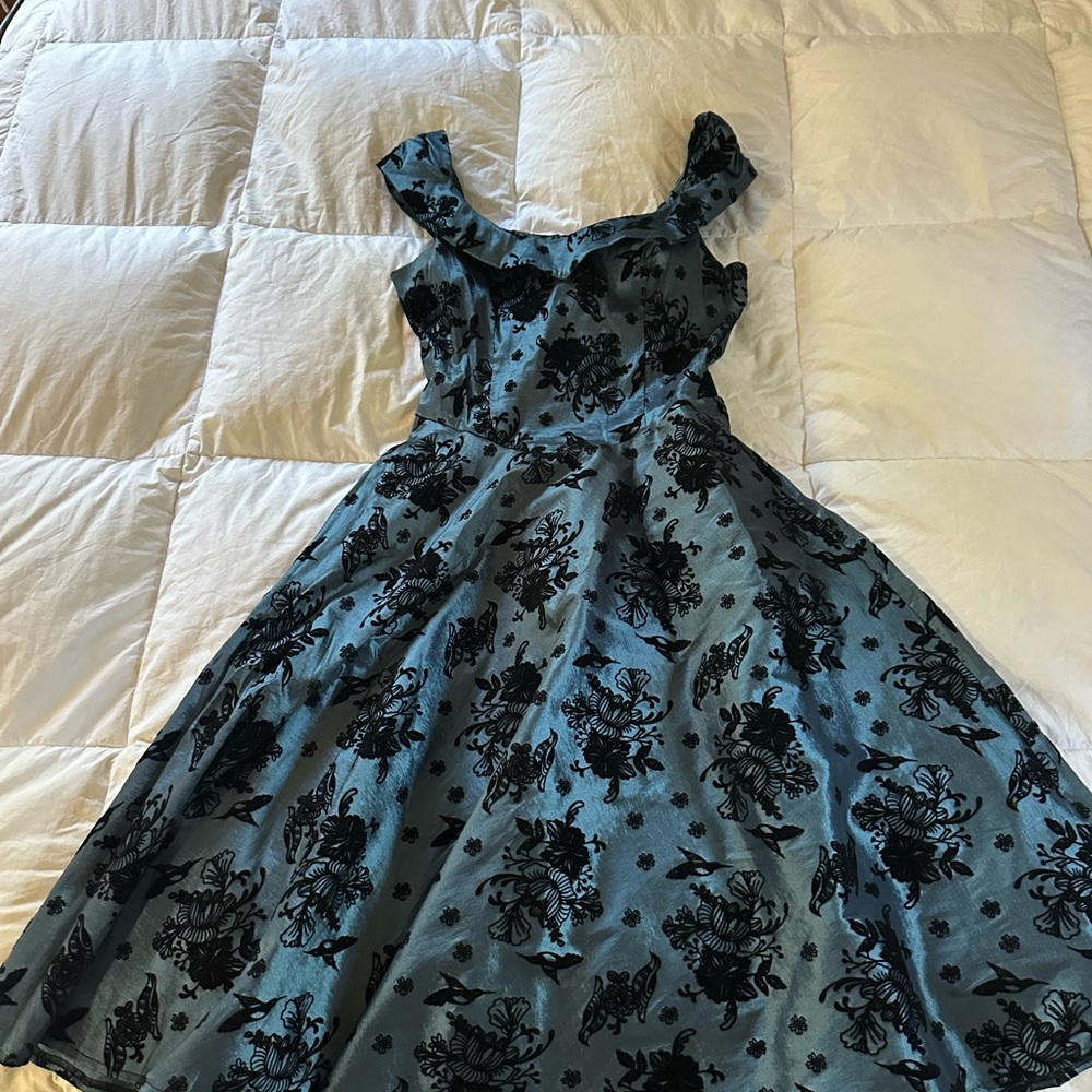 Voodoo Vixen Blue and Black Floral Dress